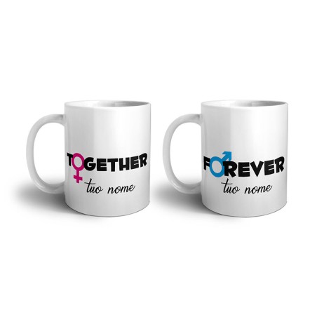 Coppia di tazze personalizzabili con nomi together forever