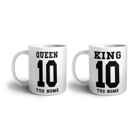 Coppia di tazze personalizzate con nomi e numeri king e...