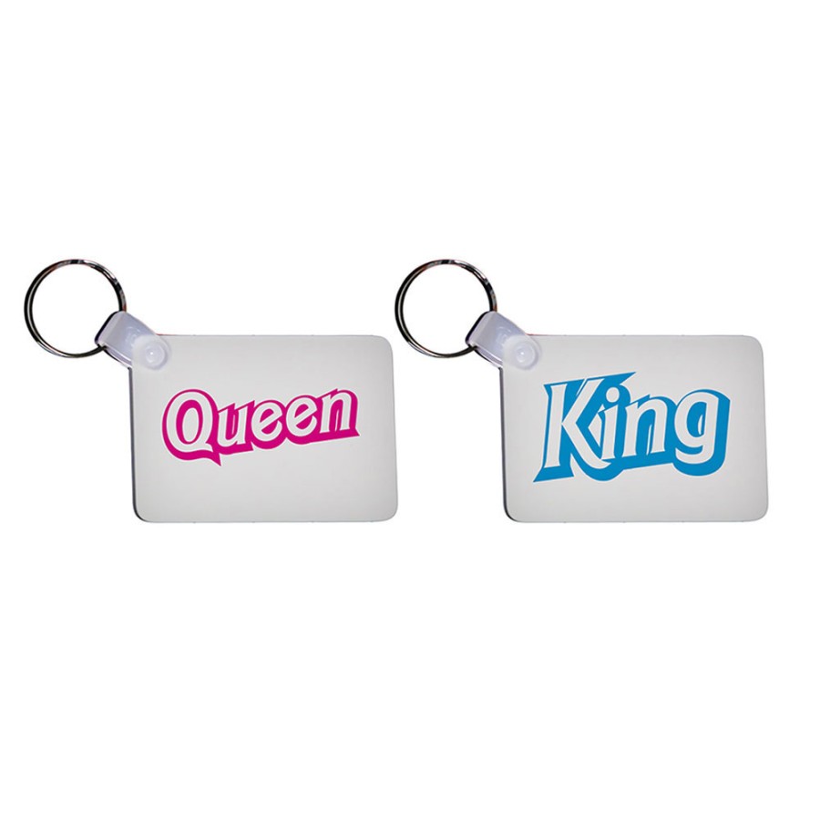 Coppia di portachiavi personalizzabili con nomi king ken e queen barbie