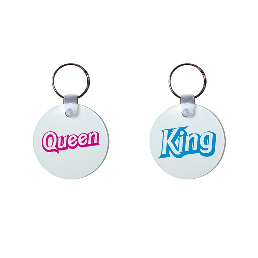 Coppia di portachiavi personalizzabili con nomi king ken e queen barbie