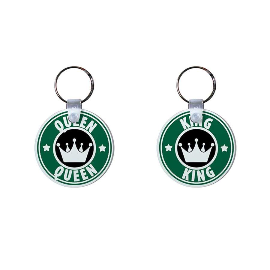 Coppia di portachiavi personalizzabili con nome king e queen starb