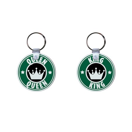 Coppia di portachiavi personalizzabili con nome king e...