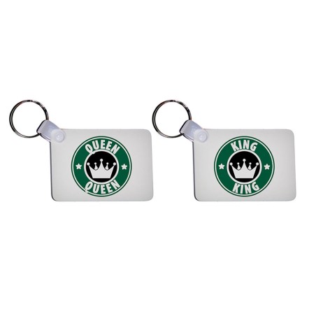 Coppia di portachiavi personalizzabili con nome king e queen starb