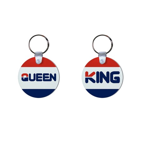 Coppia di portachiavi personalizzabili con nome king e...