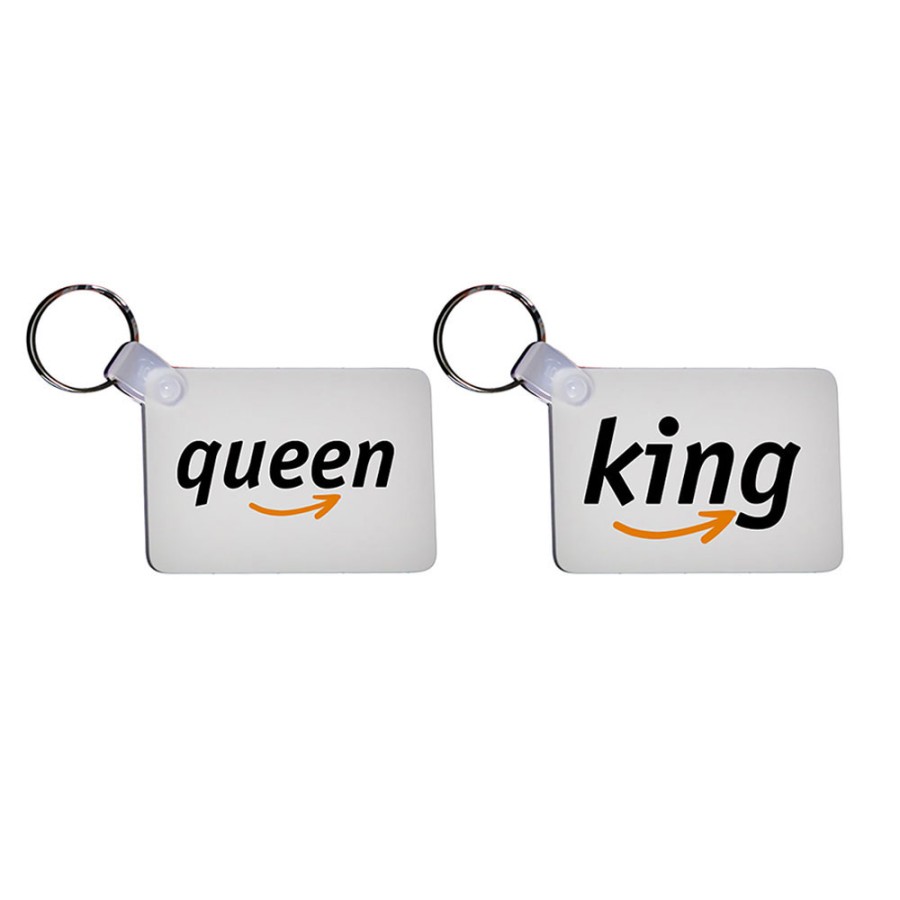 Coppia di portachiavi personalizzabili con nomi king e queen delivery