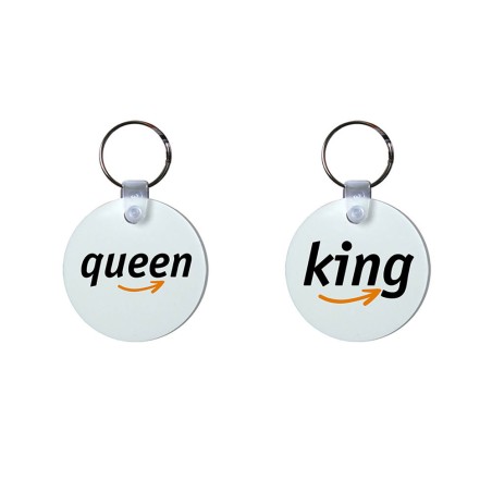 Coppia di portachiavi personalizzabili con nomi king e queen delivery
