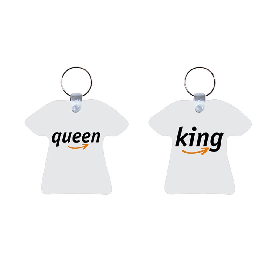 Coppia di portachiavi personalizzabili con nomi king e queen delivery