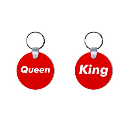 Coppia di portachiavi personalizzabili con nome king e...