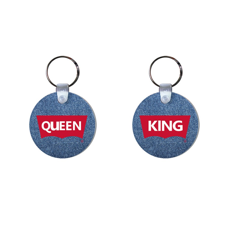 Coppia di portachiavi personalizzabili con nomi king e queen loveis