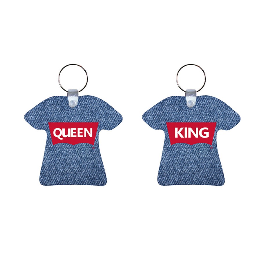 Coppia di portachiavi personalizzabili con nomi king e queen loveis