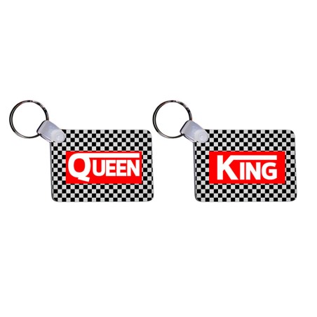 Coppia di portachiavi personalizzabili con nomi v king e v queen