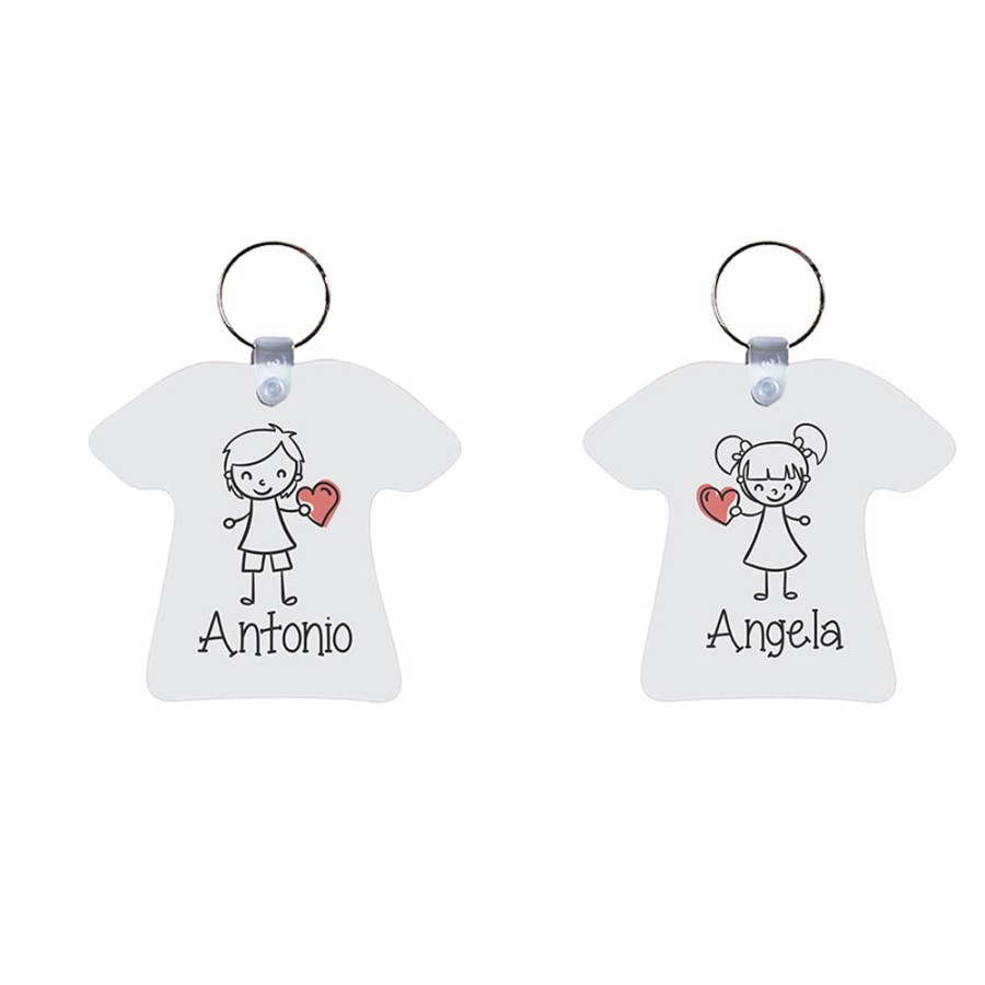 Coppia di portachiavi personalizzati con nomi omini con cuore