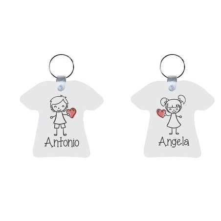 Coppia di portachiavi personalizzati con nomi omini con cuore