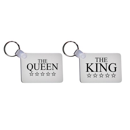 Coppia di portachiavi personalizzabili con nome her king...