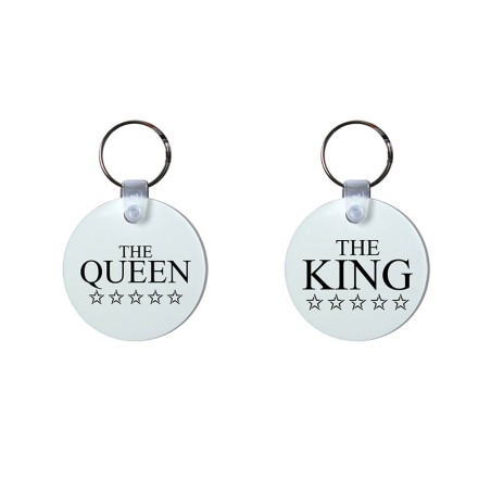 Coppia di portachiavi personalizzabili con nome her king his queen with star