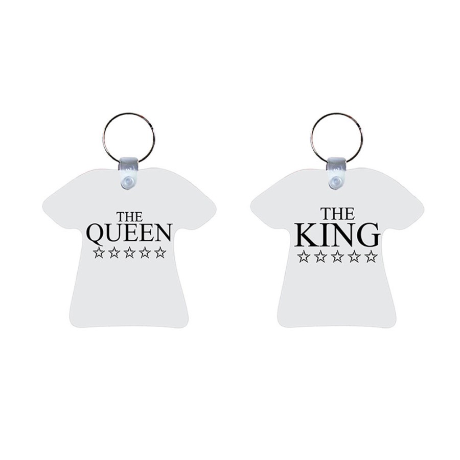 Coppia di portachiavi personalizzabili con nome her king his queen with star