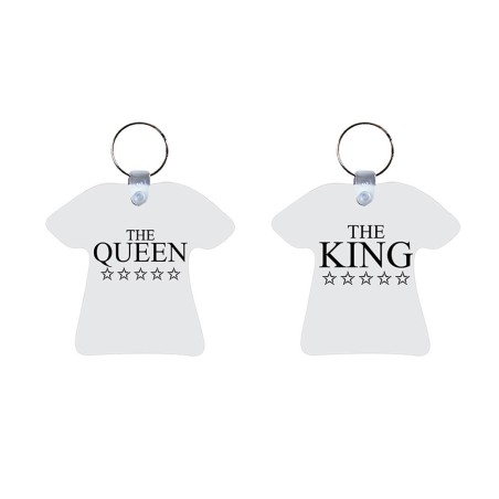 Coppia di portachiavi personalizzabili con nome her king his queen with star