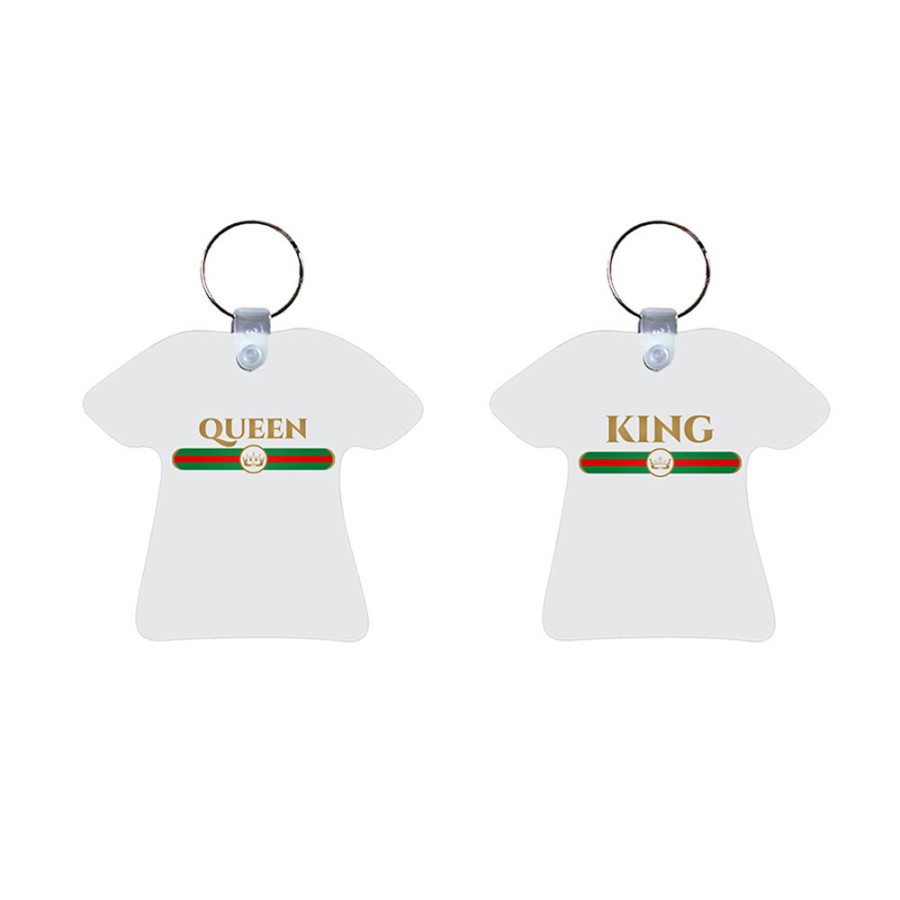 Coppia di portachiavi personalizzabili con nome king e queen brand di lusso