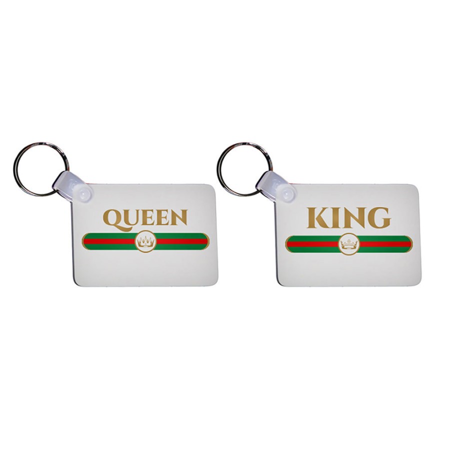 Coppia di portachiavi personalizzabili con nome king e queen brand di lusso
