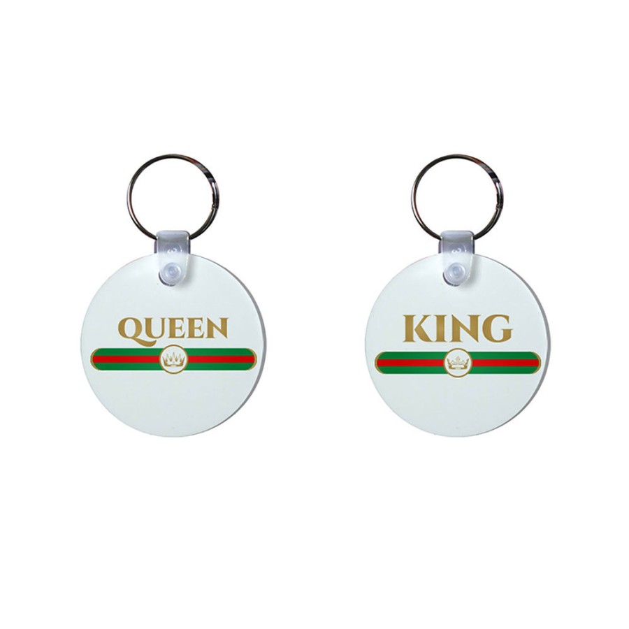 Coppia di portachiavi personalizzabili con nome king e queen brand di lusso