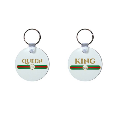 Coppia di portachiavi personalizzabili con nome king e queen brand di lusso