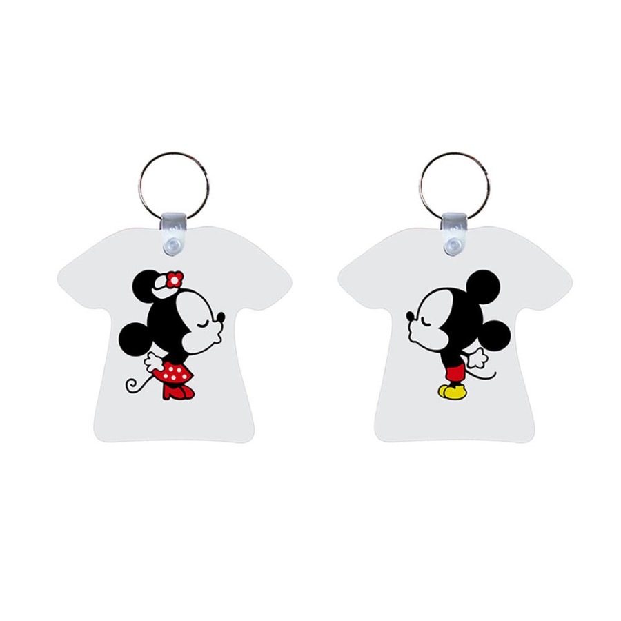 Coppia di portachiavi personalizzabili con nome mr and mrs con bacio dei topolini