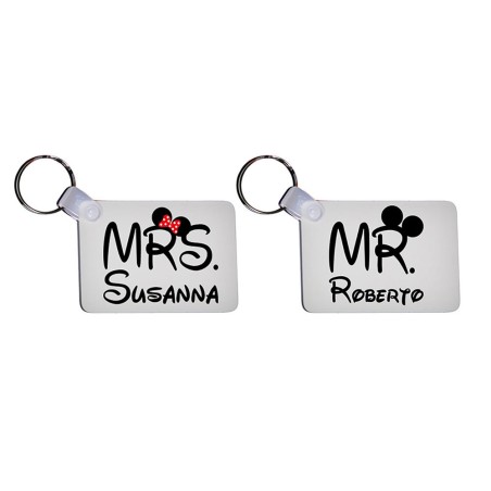 Coppia di portachiavi personalizzabili con nomi mr and...