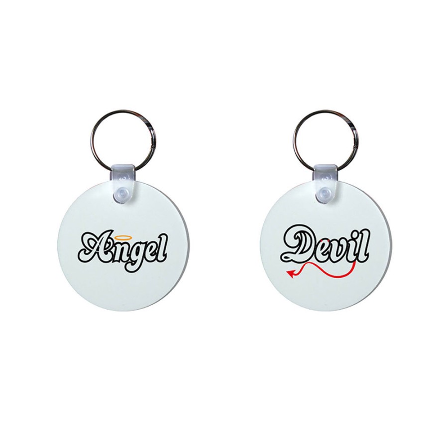 Coppia di portachiavi personalizzabili con nomi angel e devil