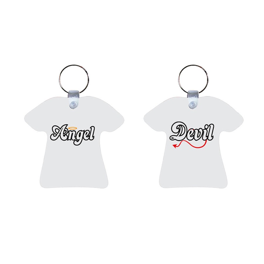 Coppia di portachiavi personalizzabili con nomi angel e devil