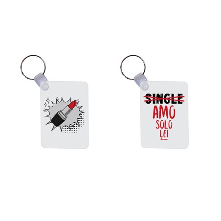 Coppia di portachiavi personalizzabili con nomi single amo solo lei rossetto pop art