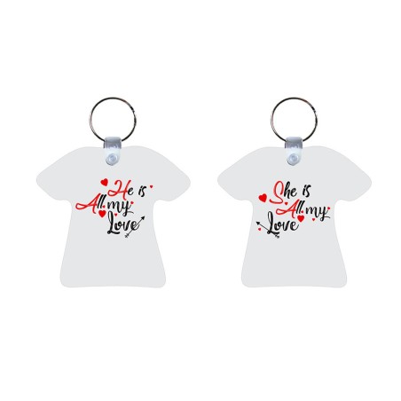 Coppia di portachiavi personalizzabili con nomi she is all my love he is all my love