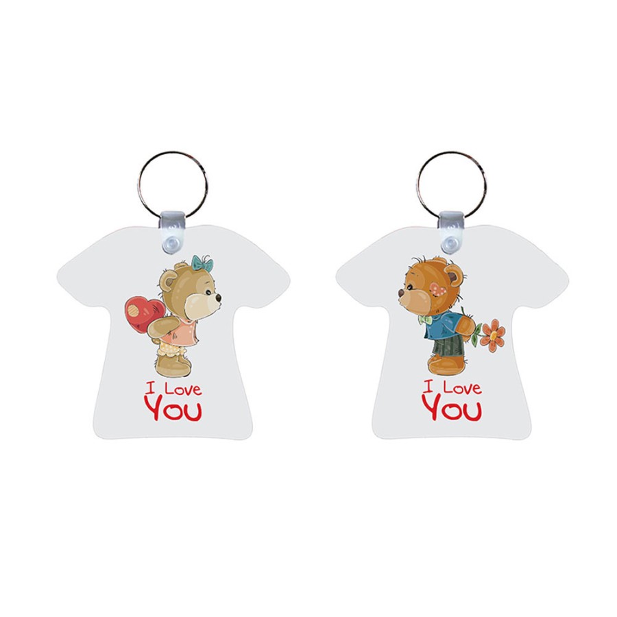 Coppia di portachiavi personalizzabili con nomi i love you con orsetti