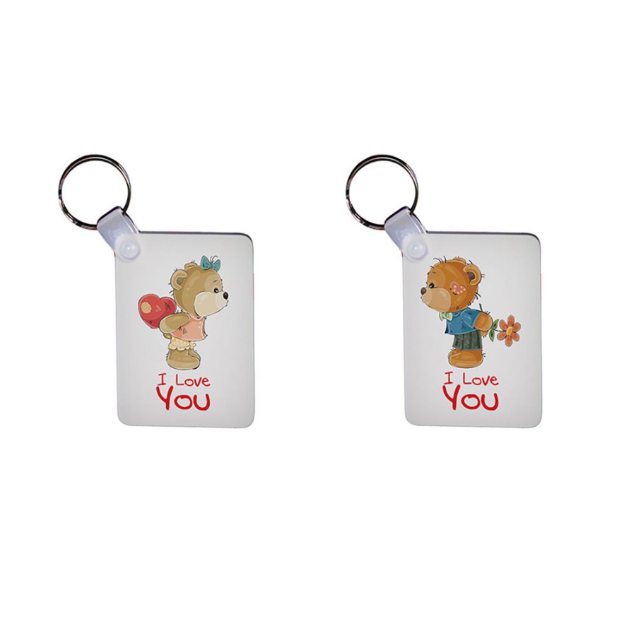 Coppia di portachiavi personalizzabili con nomi i love you con orsetti