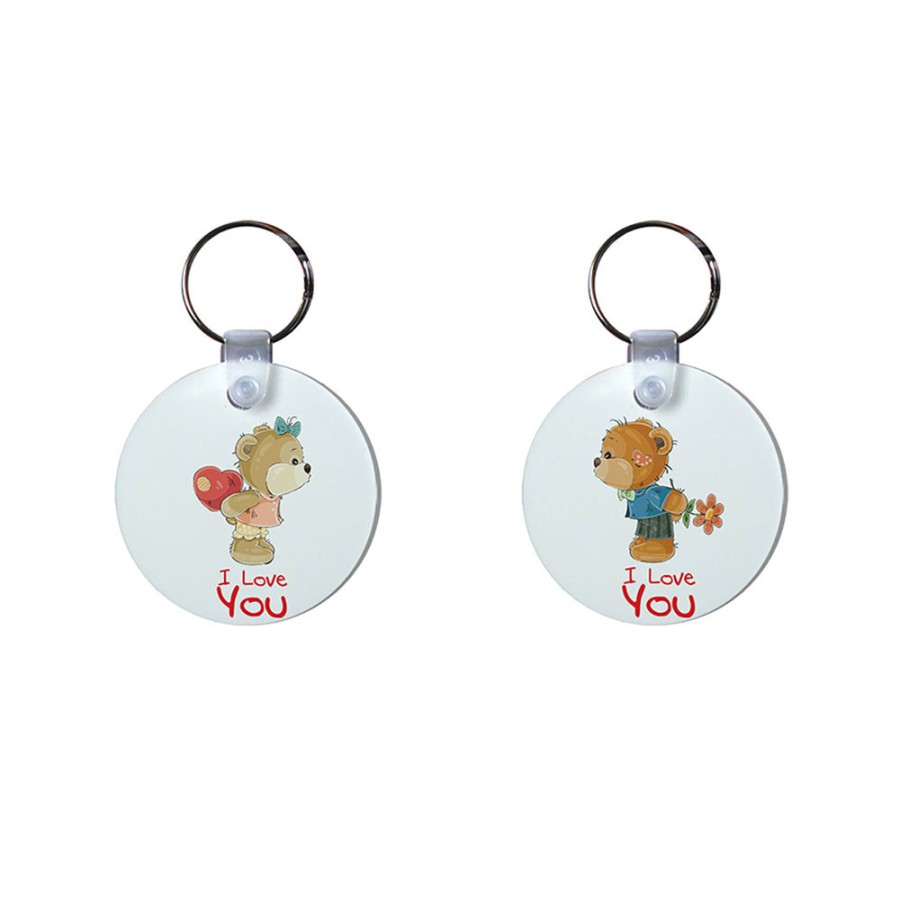 Coppia di portachiavi personalizzabili con nomi i love you con orsetti