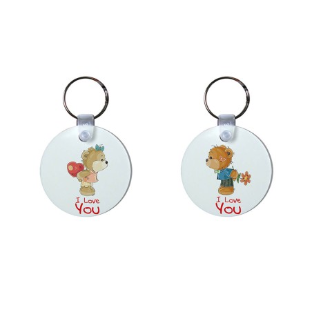 Coppia di portachiavi personalizzabili con nomi i love you con orsetti