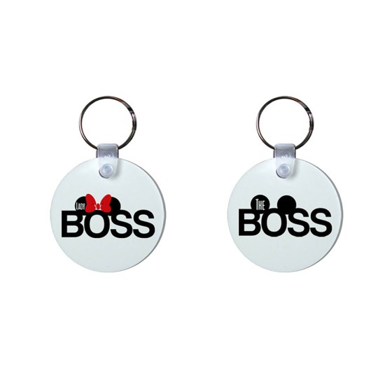 Coppia di portachiavi personalizzabili con nomi the boss lady boss