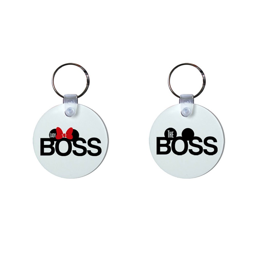 Coppia di portachiavi personalizzabili con nomi the boss lady boss