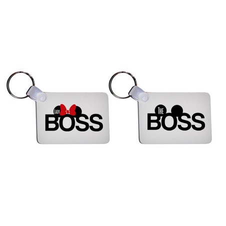 Coppia di portachiavi personalizzabili con nomi the boss lady boss