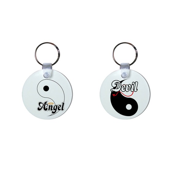 Coppia di portachiavi personalizzabili con nomi yin e yang angel e devil 2