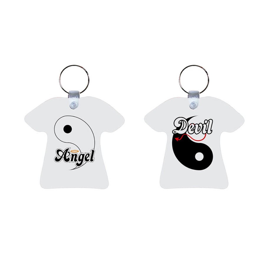 Coppia di portachiavi personalizzabili con nomi yin e yang angel e devil