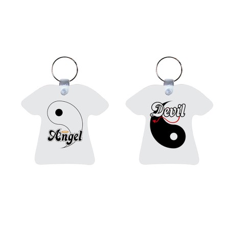 Coppia di portachiavi personalizzabili con nomi yin e yang angel e devil