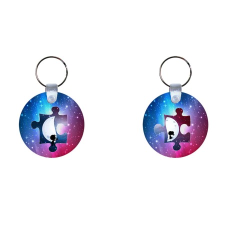 Coppia di portachiavi personalizzabili con nomi puzzle mezza luna