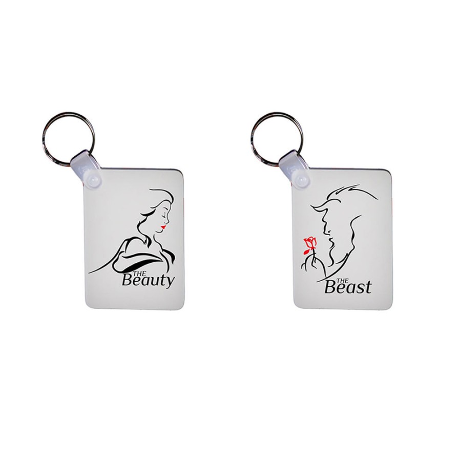 Coppia di portachiavi personalizzabili con nomi the beast and the beauty