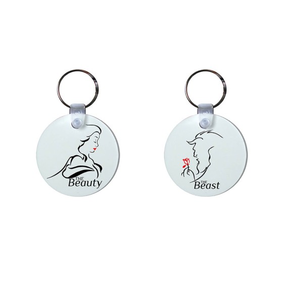 Coppia di portachiavi personalizzabili con nomi the beast and the beauty 2
