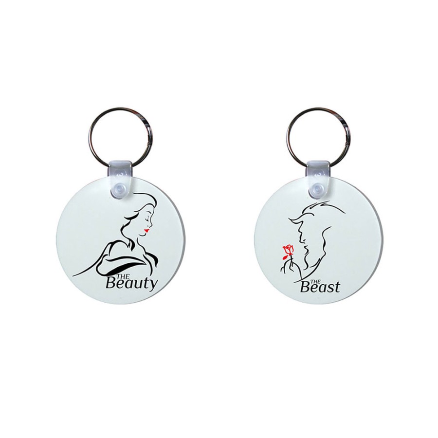 Coppia di portachiavi personalizzabili con nomi the beast and the beauty
