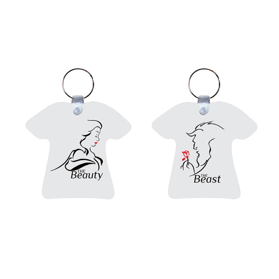 Coppia di portachiavi personalizzabili con nomi the beast and the beauty