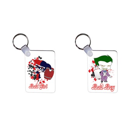 Coppia di portachiavi personalizzabili con nomi harley quinn e joker