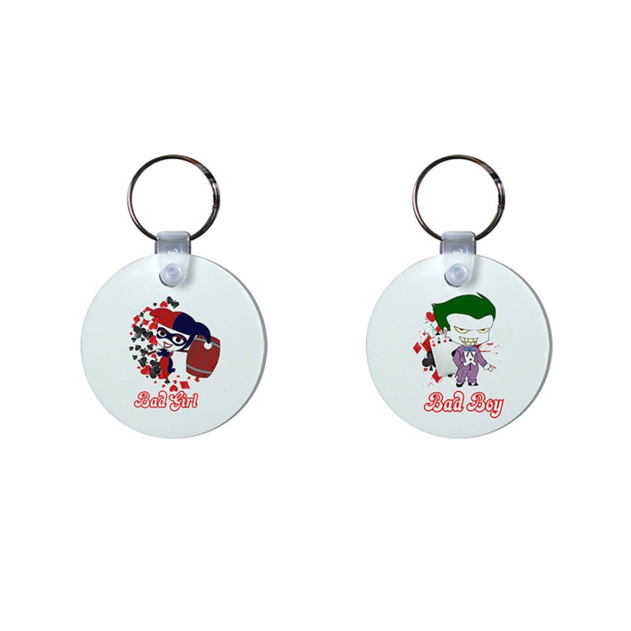 Coppia di portachiavi personalizzabili con nomi harley quinn e joker
