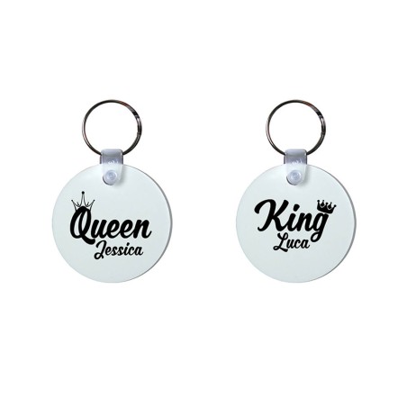 Coppia di portachiavi personalizzabili con nomi king e...