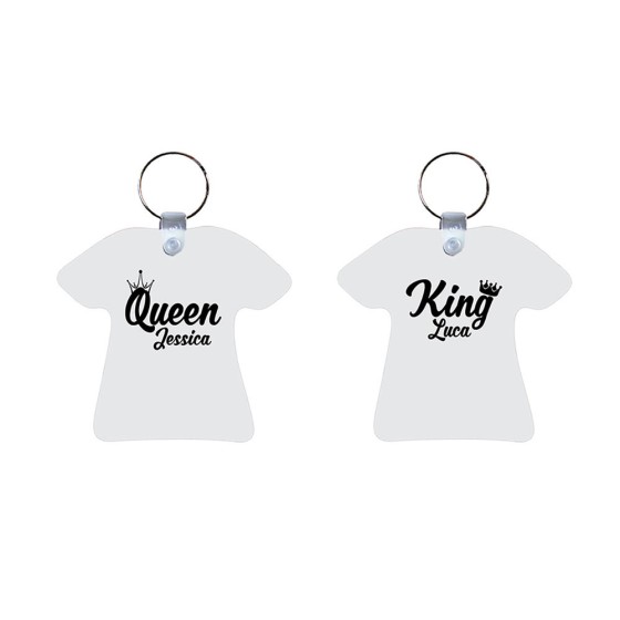 Coppia di portachiavi personalizzabili con nomi king e queen con corona 2